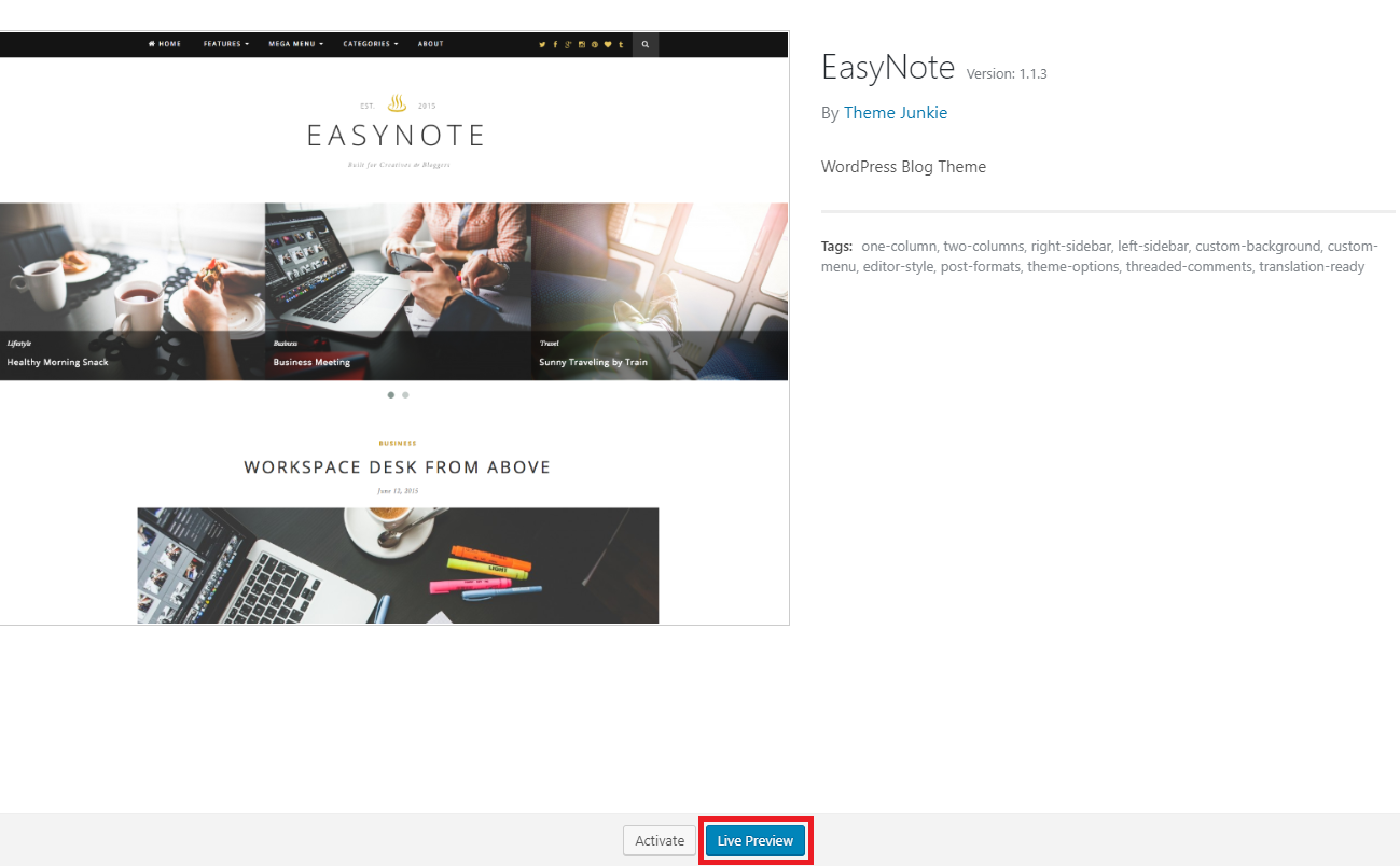 Screenshot of EasyNotetheme