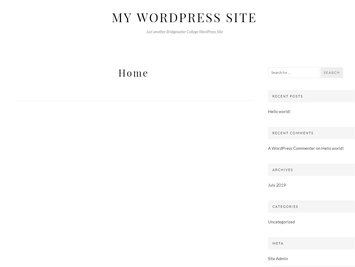Screenshot of a static homepage