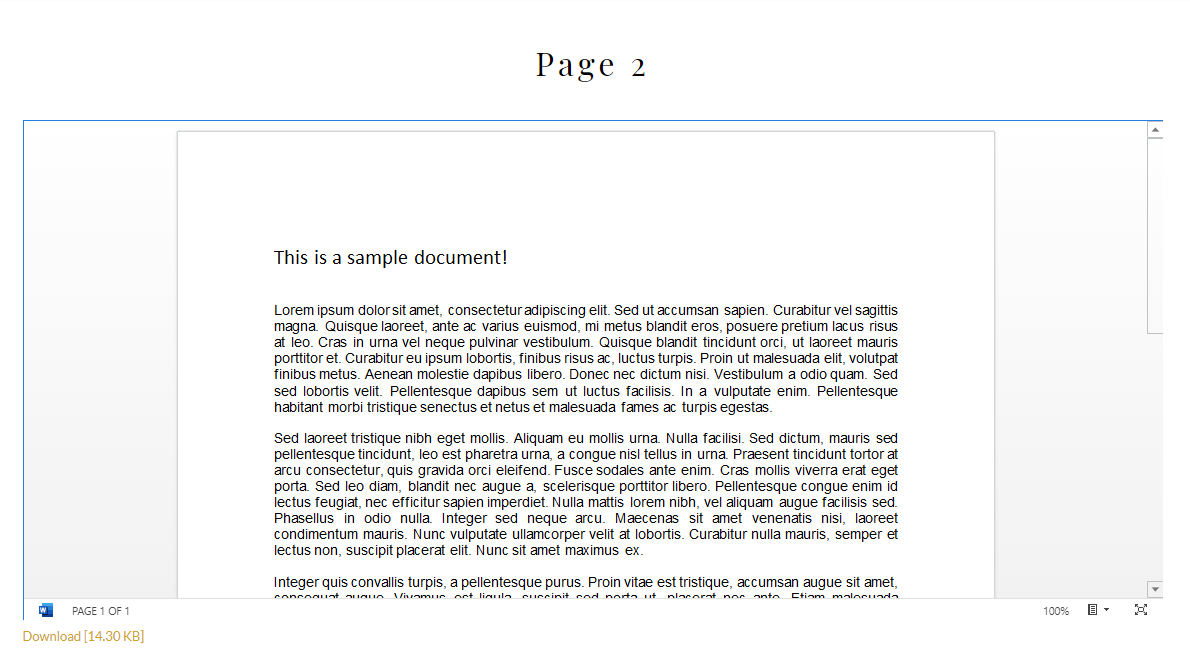 Screenshot of embedded document